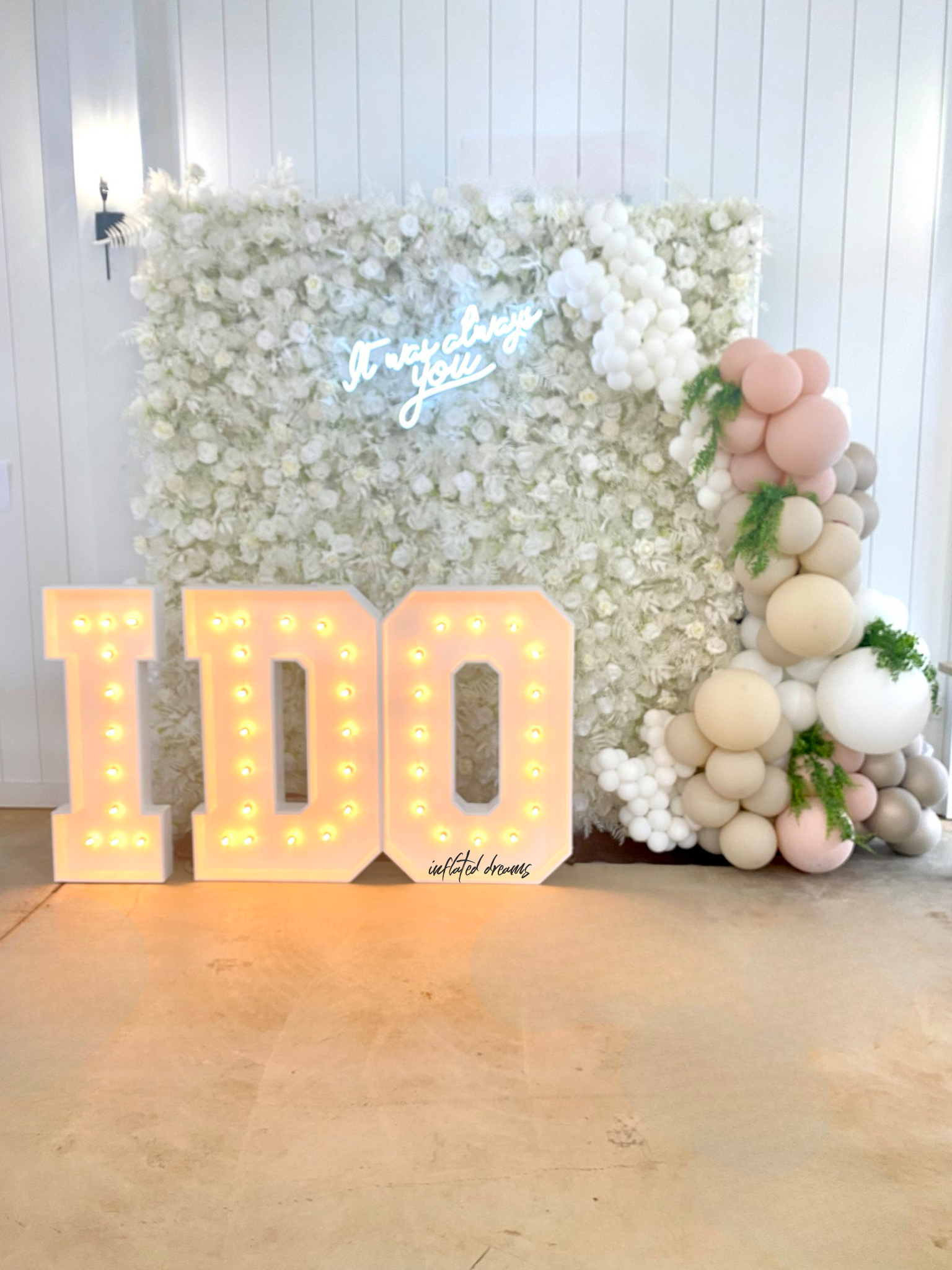 White Rose Flower Wall